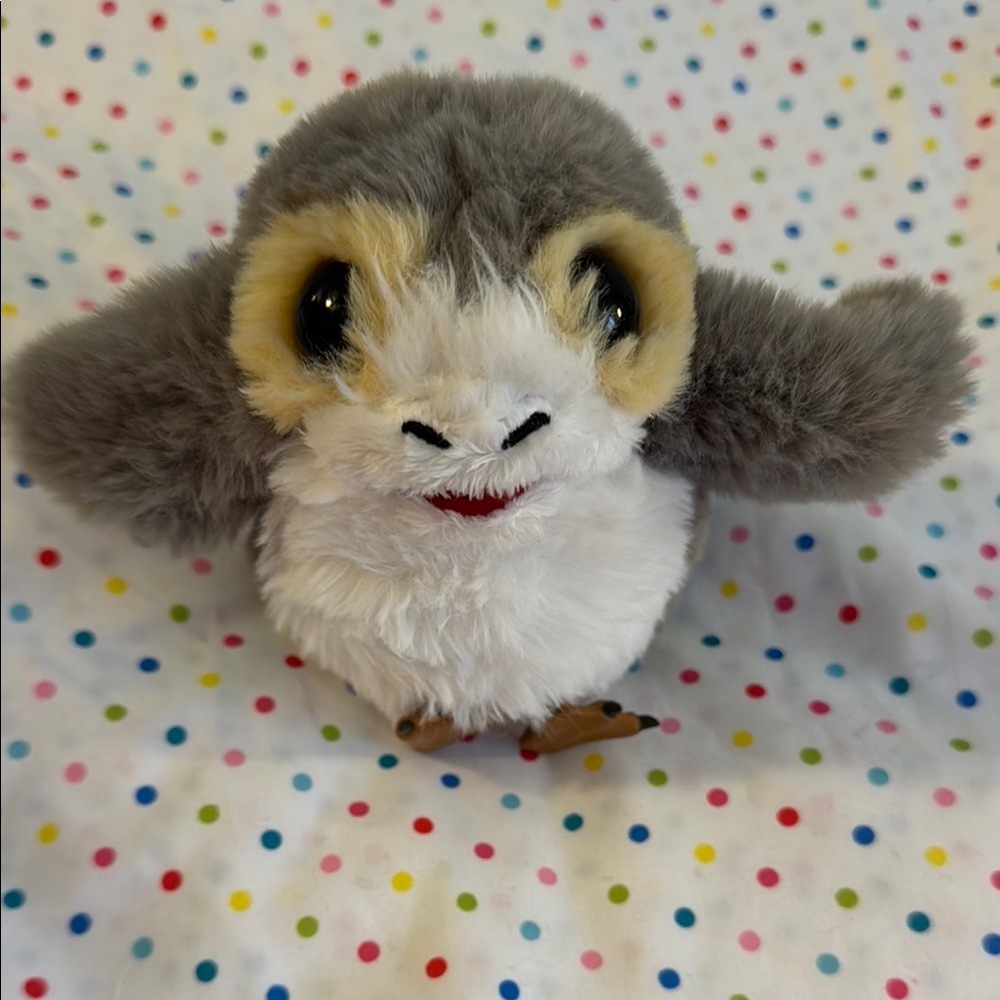 Gray and White Star Wars Porg shoulder pal EUC